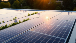 Installation de panneaux solaires bifaciaux sur un toit moderne, illustrant leur efficacité et leur design contemporain.